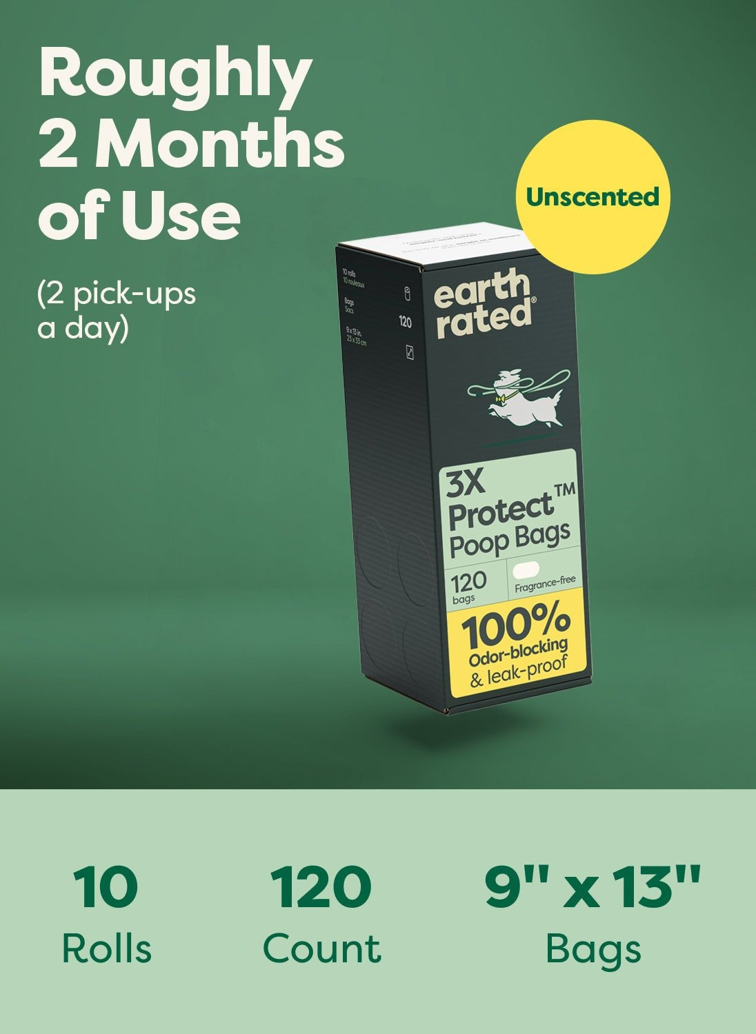 Odor-Blocking Dog Poop Bags Refill Rolls With 3X Protect Technology
